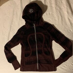 lululemon athletica Maroon and Black Hooded Zip Sweatshirt